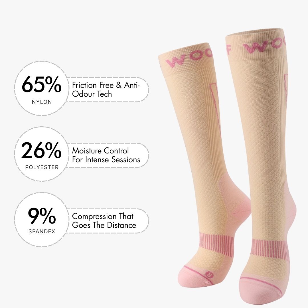 Performance Compression Socks, Beige and Pink