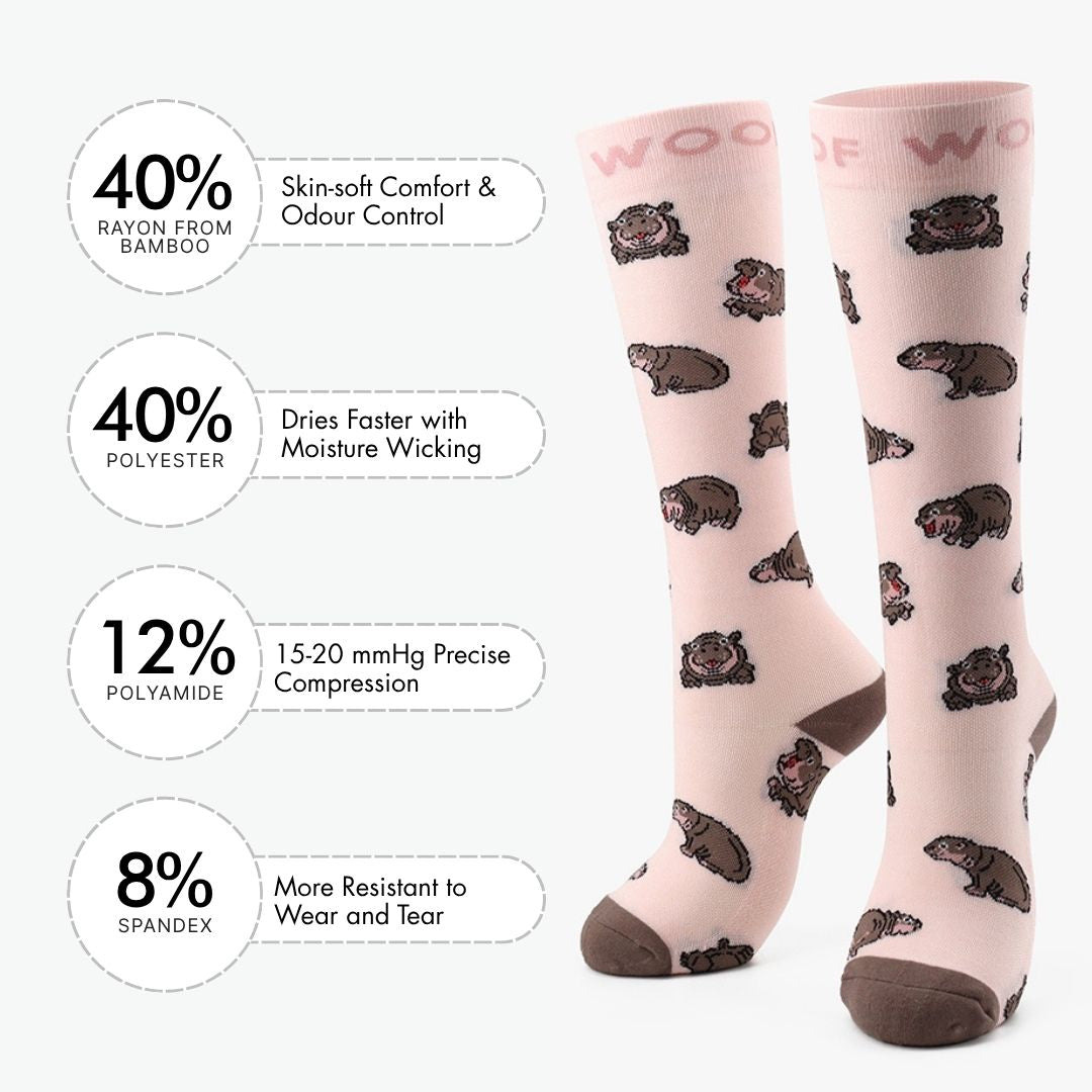 Sassy Hippo Bamboo Compression Socks