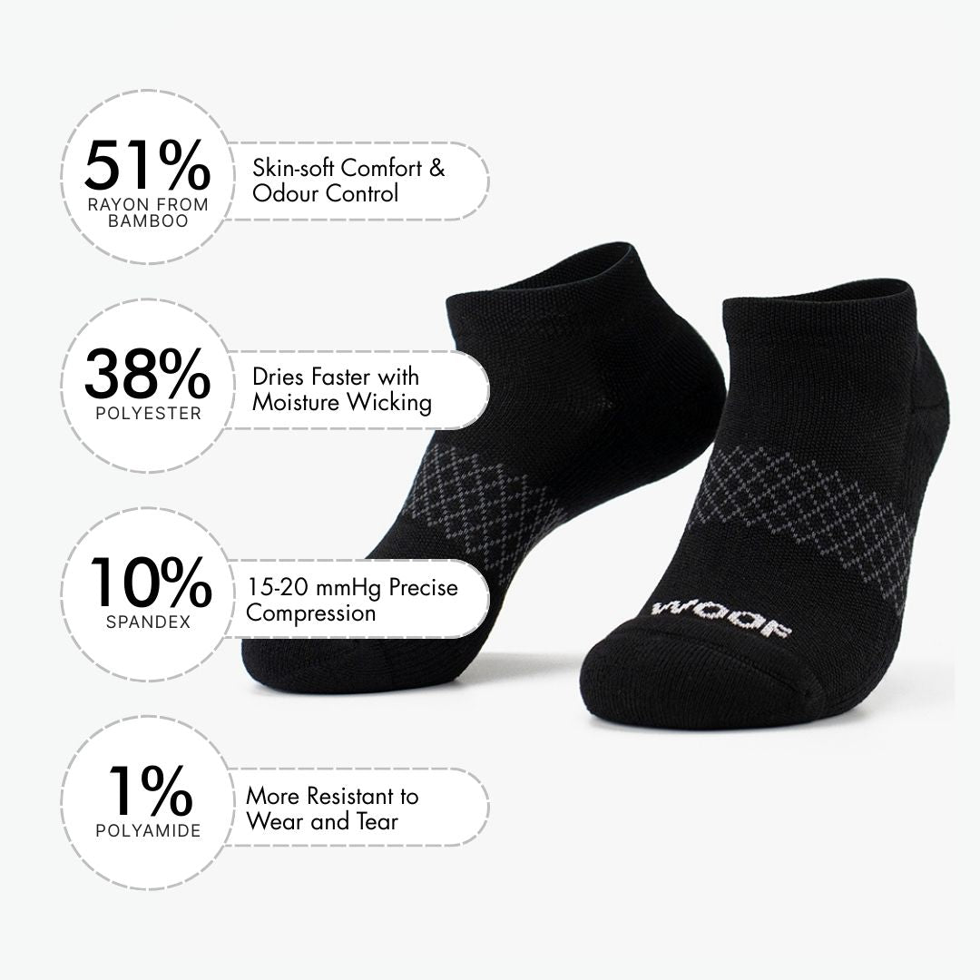 Black Bamboo Ankle Compression Socks