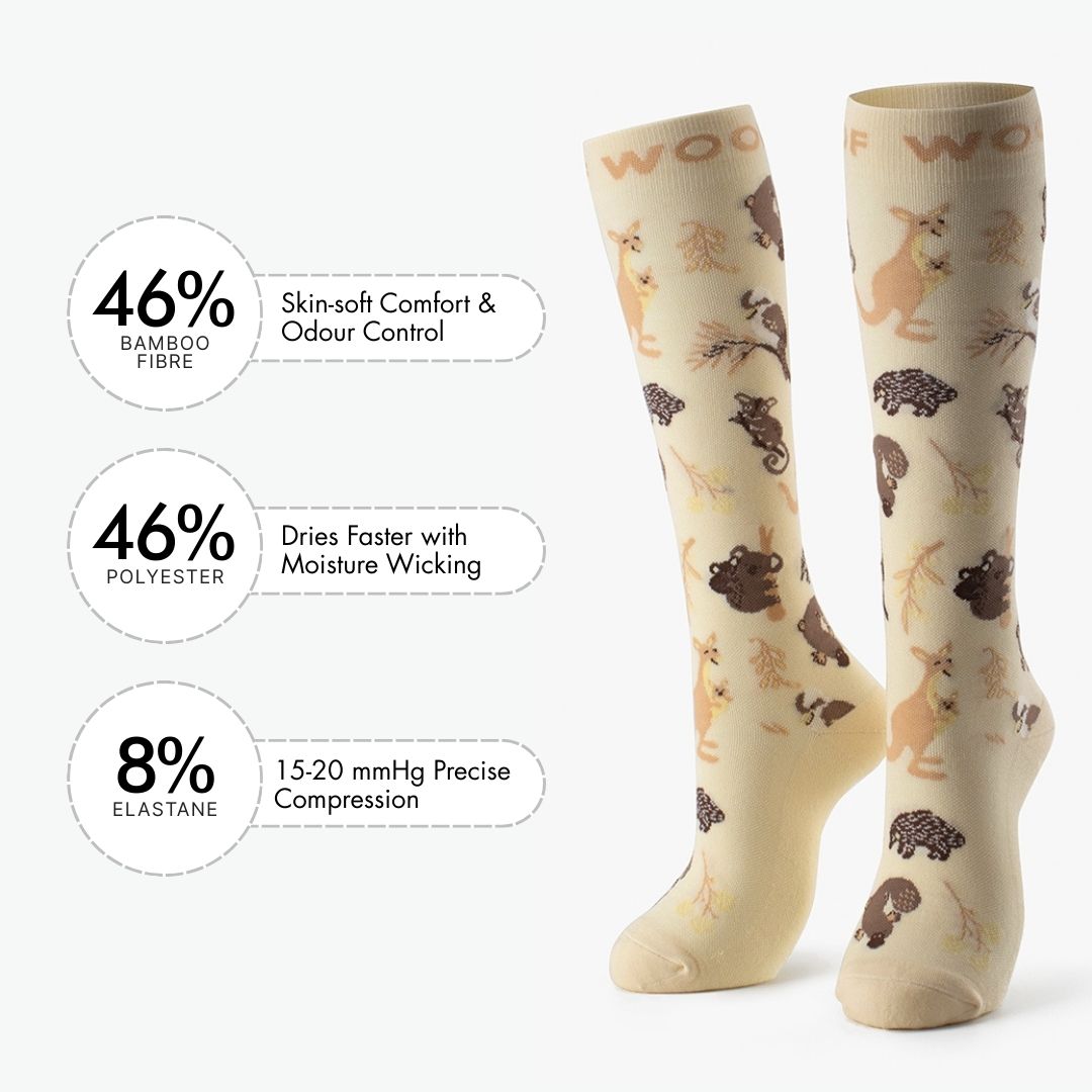 Aussie Natives Bamboo Compression Socks