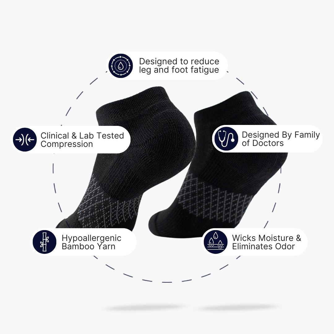 Black Bamboo Ankle Compression Socks