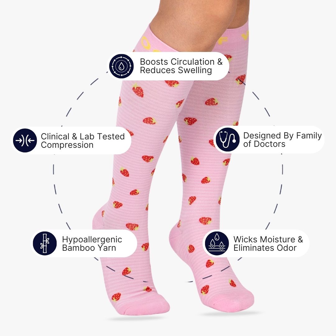 Strawberry Sprinkles Bamboo Compression Socks